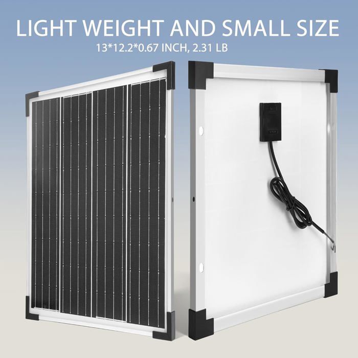 Nicesolar Panneau Solaire Monocristallin 20 W 12 V Pour Charge D'energie 1224 V Independant Du Reseau Pour Le Camping