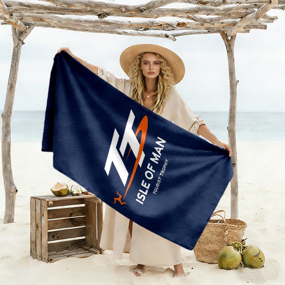 Isle Man Tt Beach Towel Soft Durable Quick-Dry Comfortable Lightweight Suitable for Swimming, Gym, Camping, Yoga Vacation