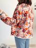European and American Style Women's 2025 Retro Print Round Neck Single-Breasted Loose Casual Cotton Jacket with Pockets