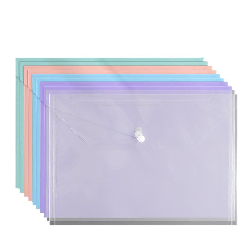 A4 Large Capacity Transparent Plastic Document Bag with Snap Button for Test Paper Storage