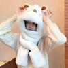 Cartoon Capybara Hat Scarf Gloves Set Korean Style 3 In 1 Hat Plush Hooded Scarf  Students