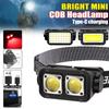 Bright COB Headlamp USB Rechargeable Headlights 18650 Battery Head Torch Powerful Camping Emergency Fishing Waterproof Lamp