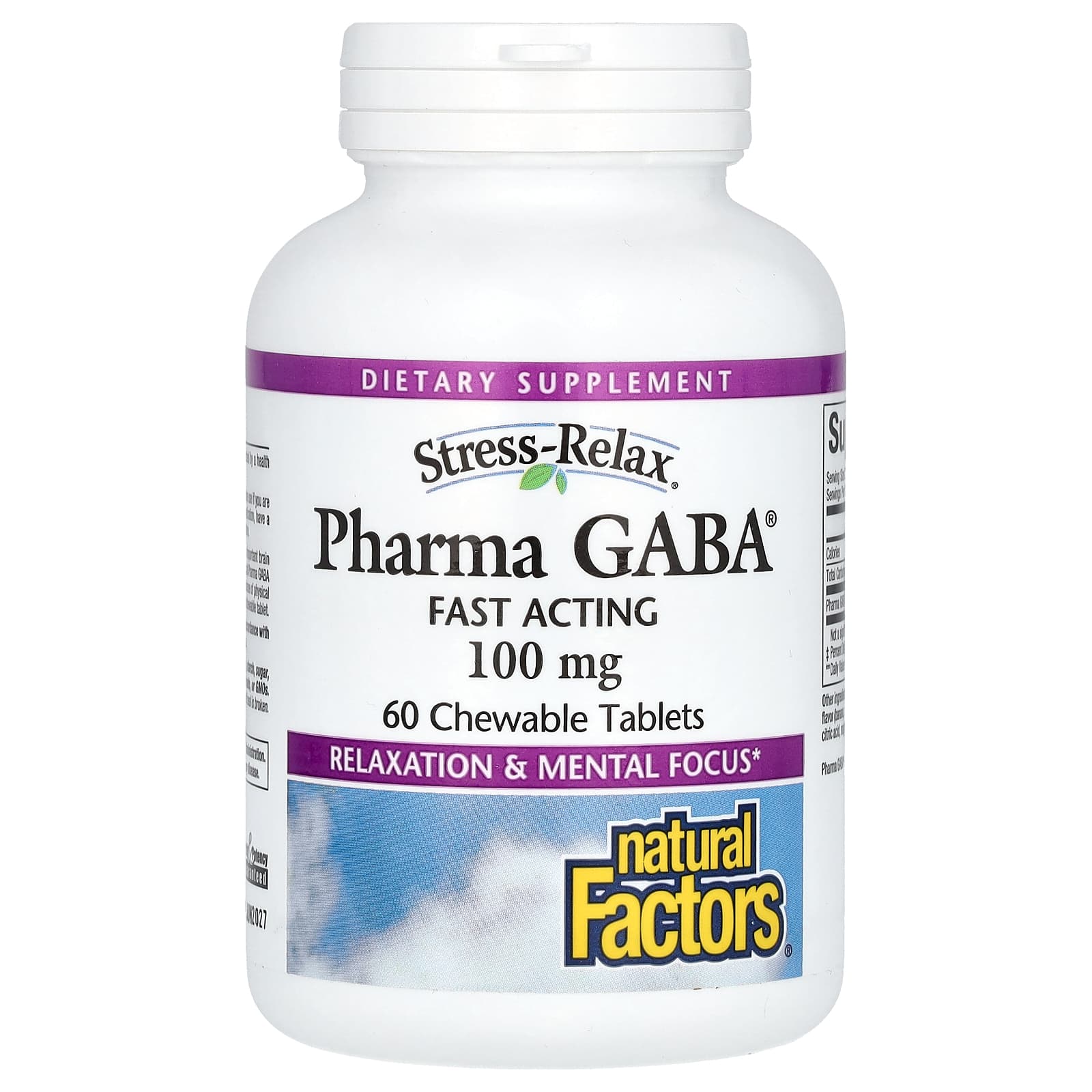 

Stress Relief, Pharma Gaba, 100Mg, Chewable 60 Tablets