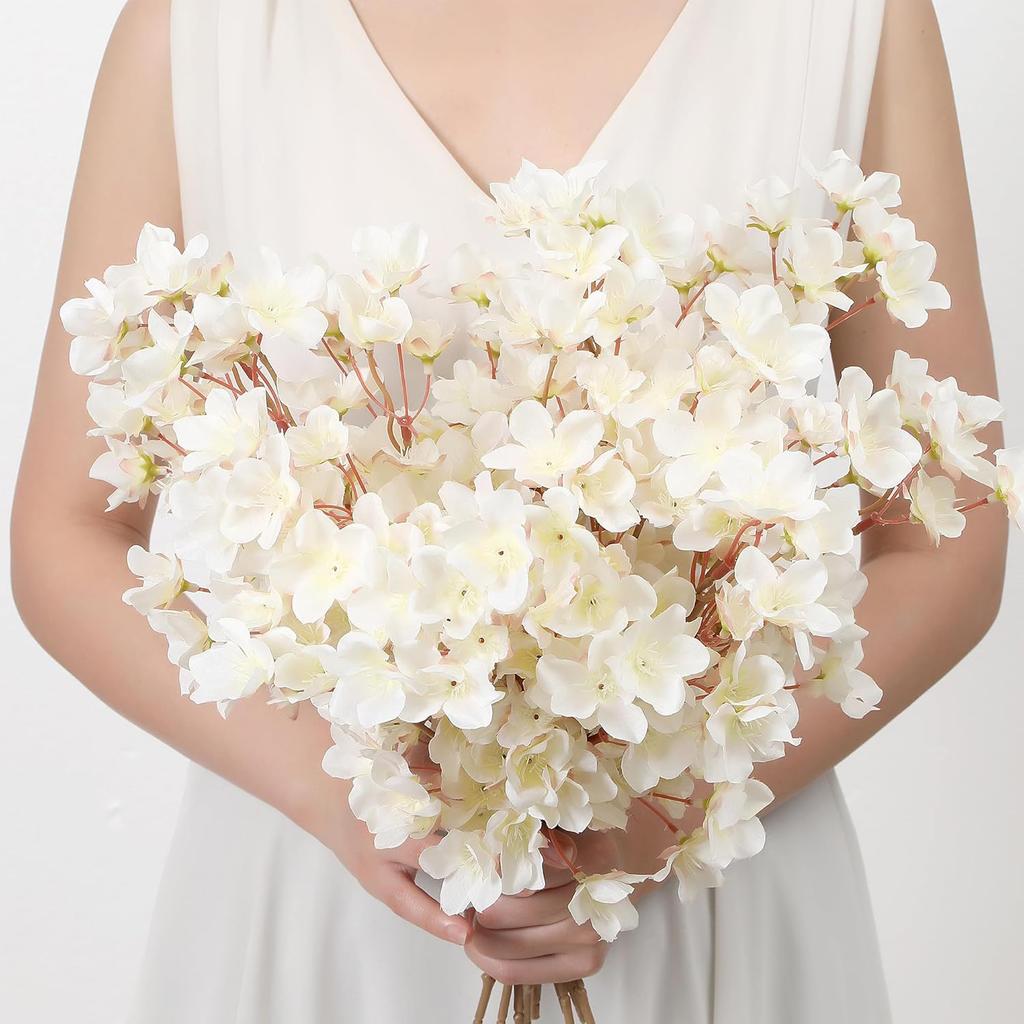 Artificial Flowers Silk Peach Blossom Spring Decor Fake Arrangement Home Room Wedding Bridal Table Party Garden Yard Diy Gifts