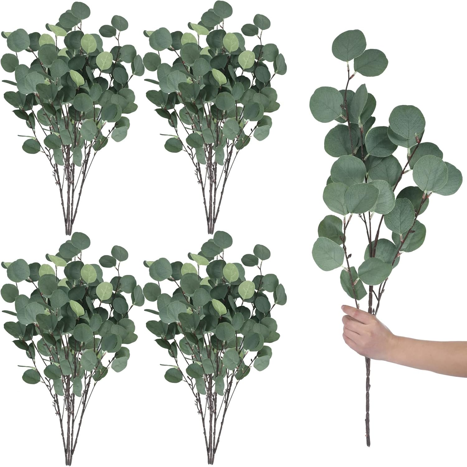 20 Pcs artificial eucalyptus stems fake eucalyptus faux greenery Leaves 23.6 Inches Silver Dollar Eucalyptus Fake Plant Decor Silk Eucalyptus