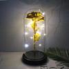 Leuchtende Goldfolien-Rose mit Konservierter Blume unter Glasabdeckung - Tanabata Valentinstagsgeschenk