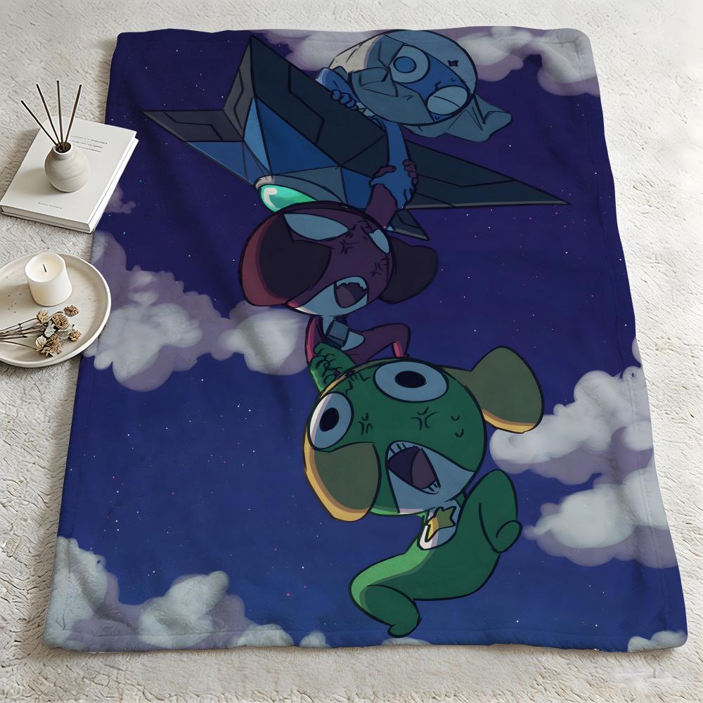 Anime K-Keroro Gunso-o Throw Warm Soft Flannel Blanket, Multi-use for Sofa Bed Camping Travel Nap