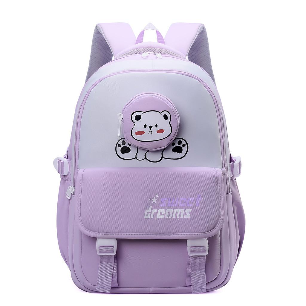 Contrasting Color Casual Backpack With Bear And Letter Print Design For Daily
