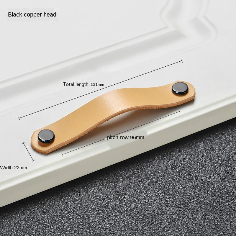 Nordic cowhide wardrobe drawer door leather handle kitchen cabinet bedroom study handle furniture children handlehandle