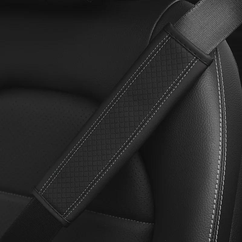 1PC Car Accessories Seat Belt PU Leather Safety Belt Shoulder Cover Breathable Protection Seat Belt Padding Pad Auto Interior