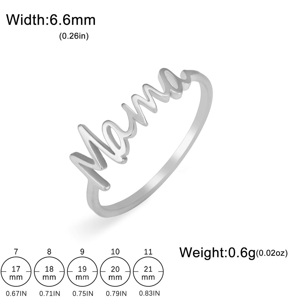 Letter Mama Ring Women Stainless Steel Minimalist Finger Rings for Mother Jewelry Mother's Day Gift