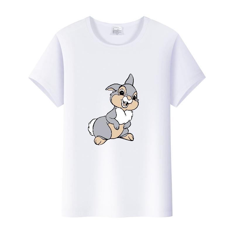 Kawaii Clothes Y2K Tshirt Plus Size Tops Unisex Cartoon Bambi Thumper Graphic T-shirt Summer Blouses White Tees