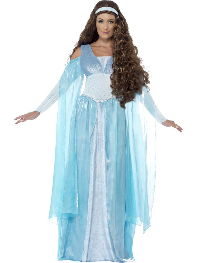 Medieval Maiden Deluxe Small Smiffy's Women's Costume, Blue,