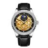 Luxury Men's Gold Case Mechanical Watch with Moon Phase Stainless Steel Strap Waterproof Automatic Wristwatch for Male Fashion