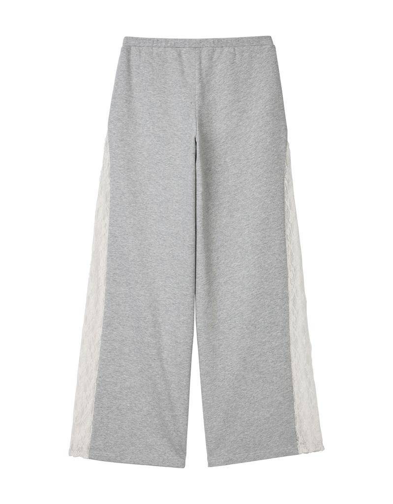 ERER Sheer Lace Panel Sweatpants Melange Gray