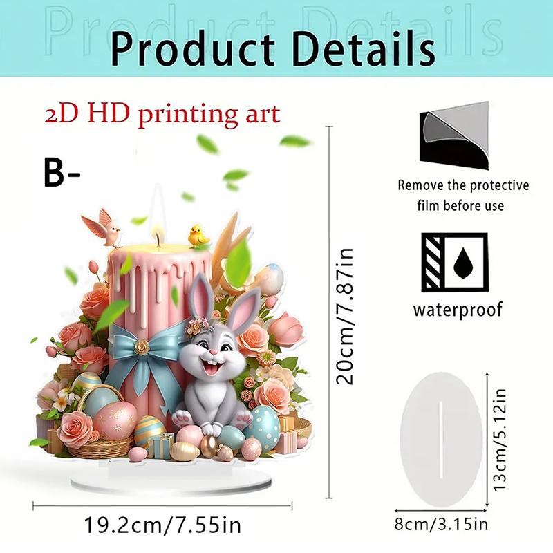 Bohemian Style 2D Acrylic Cute Easter Egg Rabbit Village DIY Decoration Festival Decor Desktop Ornament Easter Gifts For Bedroom