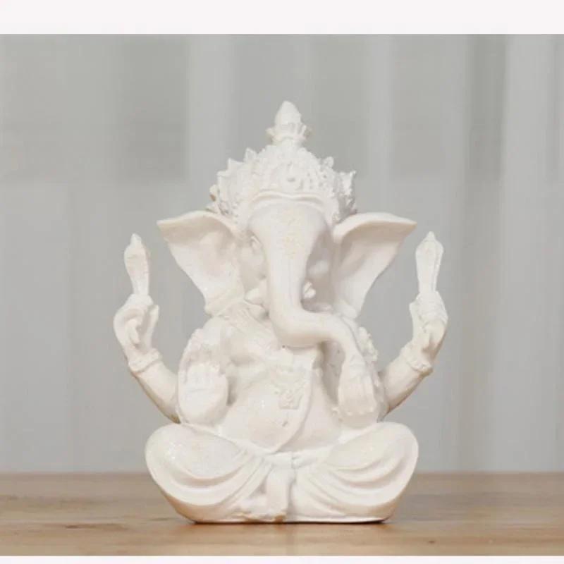 Sandstein Ganesha Buddha Elefant Statue Skulptur Håndlaget Figur Minityrer Hjem Dekorasjonstilbehør Skrivebordshåndverk