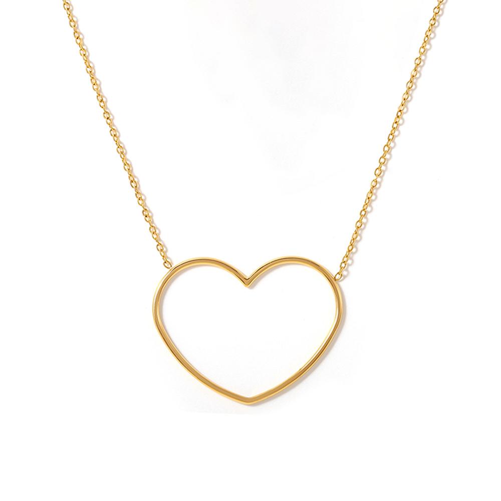 

Ожерелья из нержавеющей стали с большим кулоном в виде сердца для женщин, с 18-каратным золотым покрытием, водонепроницаемые, не тускнеющие, женские цепочки-шармы золотой
