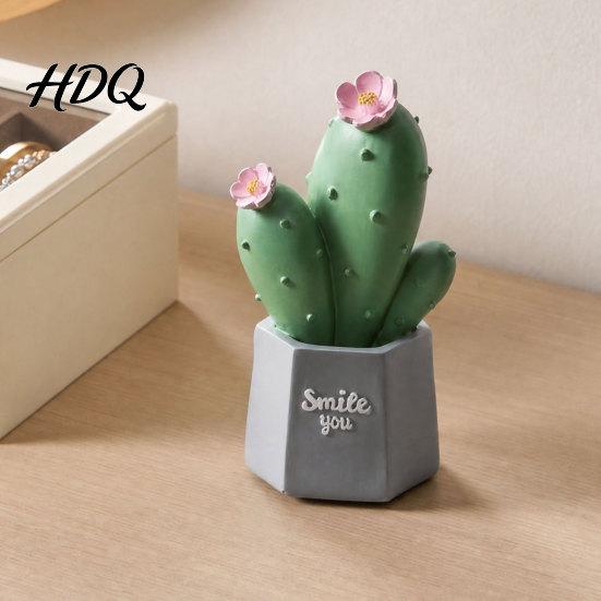 Macaron Style Cactus Resin Figurines Home Ornament Desktop Decor Durable Decor Geometric
