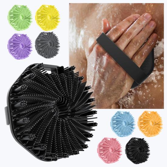 1/2 szt. Silikonowa szczotka do kąpieli Peelingująca skórę Szorowarka do ciała z masującymi wypustkami Antypoślizgowy uchwyt Szczotka pod prysznic