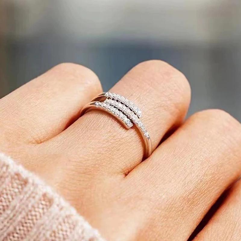 

CAOSHI Gorgeous Adjustable Women Finger-ring Copper Color Brilliant Cubic ZirconTemperament Accessories Statement Zircon Gift resizable