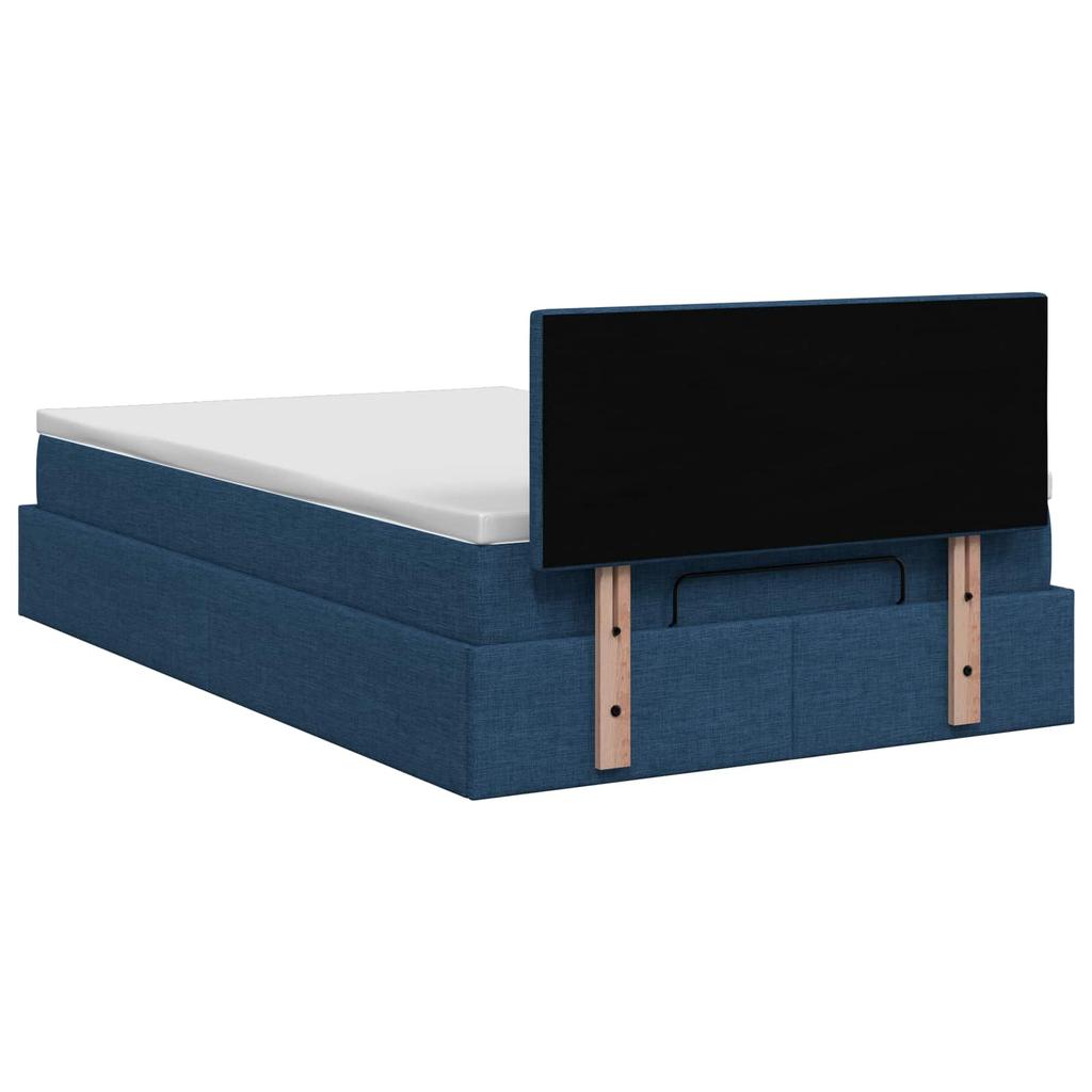 Ottoman Bed with Mattress and Headboard Blue 120 X 200 Cm Fabric