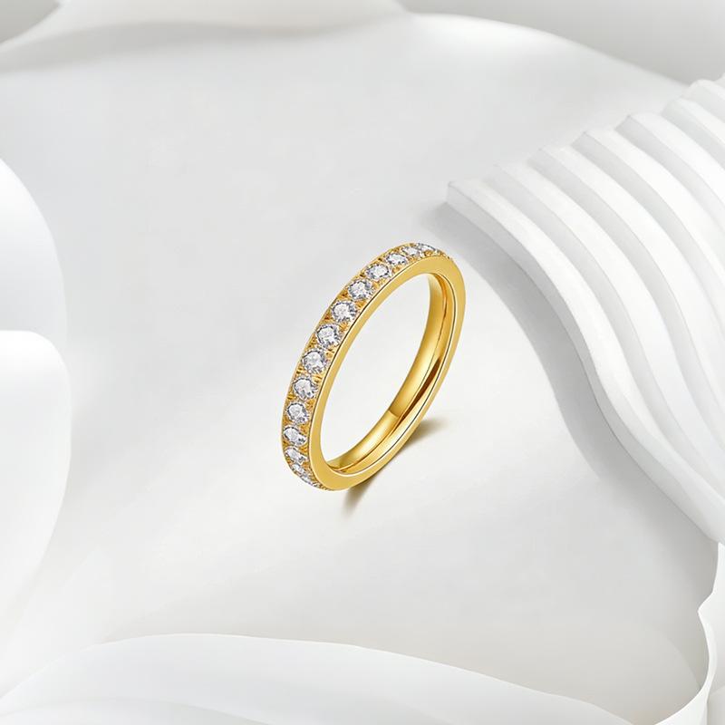 Korean Style Simple Full Circle Titanium Steel Ring Female Bestie Couple Ring Same Style Trendy Jewelry
