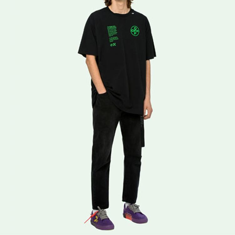 Off-White Ss20 Striped Arrow Short Sleeve T-Shirt, Loose Fit Men Tops Black OMAA038R201850061045