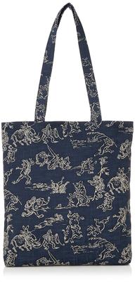 Maruzen Shoulder Tote Bag, Choju Giga (Choju Giga) Design, Navy Blue, 34 X 5.5 X 34cm