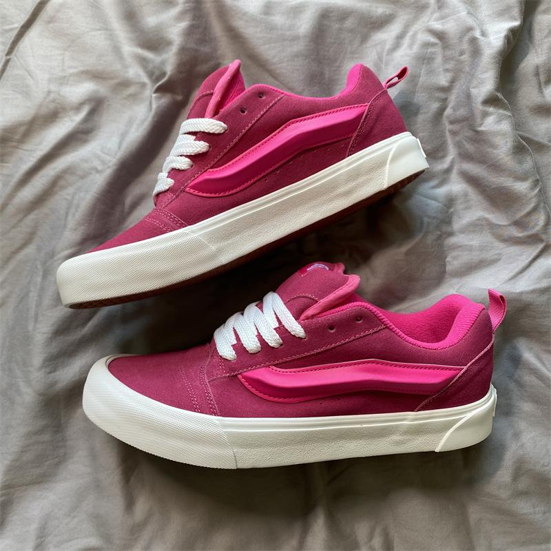 Knu skool scarpe da ginnastica nere e bianche viola a forma di pane ramo di fascia alta retrò americano colore a contrasto scarpe da skate casual a taglio basso