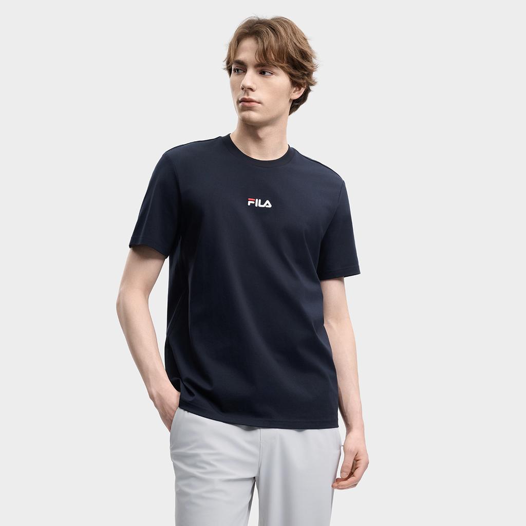FILA Original Classic Versatile Fashion Round Neck Cotton Short Sleeve T-Shirt Men tops Legendary-Blue F51M629103FNV