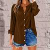 Women's Fashion Casual Solid Color T-Shirt Cotton Linen Long Sleeve Cardigan Loose Top