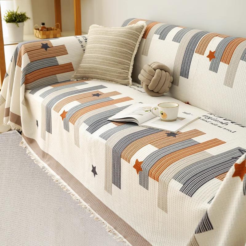 Polyester Cotton Sofa Cover Geometric Striped Star Pattern For Living Room Decor Pet Furniture Protection