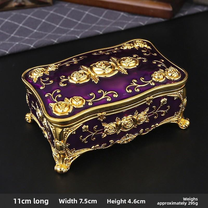 European Jewelry Storage Box With Metal Rose And Mirror Creative Ring Necklace Earring Case Perfect Wedding Gift For Brides