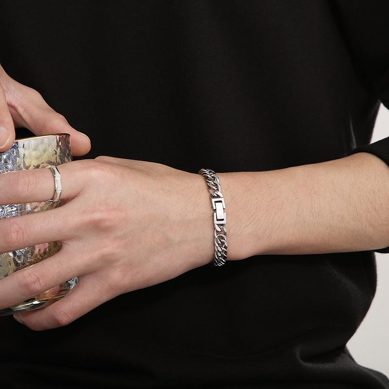 Unisex Cuban Cut Edge Titanium Steel Bracelet - Simple Whip Chain Fashion Jewelry