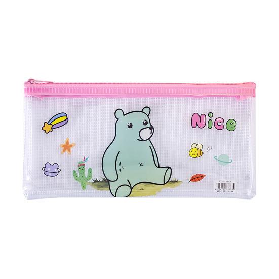 Clear Mesh Pencil Case with Zipper Large Capacity Transparent Stationery Bag for A