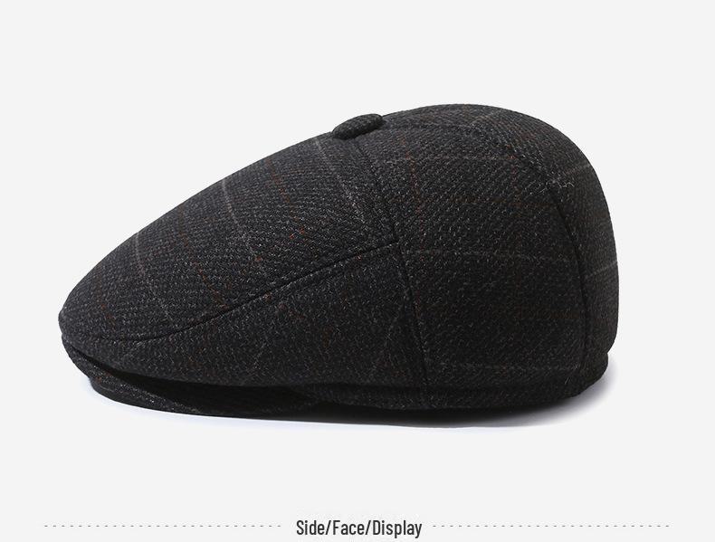 Stylish Duckbill Cap for Middle-Aged and Elderly Men - Warm, Velvet-Lined, Casual Hat for Autumn and Winter Outdoors.
