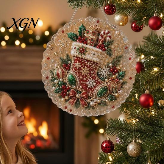 Kit di Creazione per Principianti, Kit Pittura Suncatcher con Perle Finte di Natale, Set Artistico Fai-da-te con Perline 3D di Babbo Natale Pupazzo di Neve Albero, Decorazione Fatta a Mano