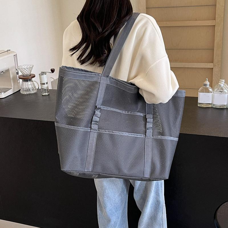 Hollow Large Capacity Makeup Storage Bag Women Multifunctional Mesh Shoulder Bag Travel Transparent Bag Beach Bags
