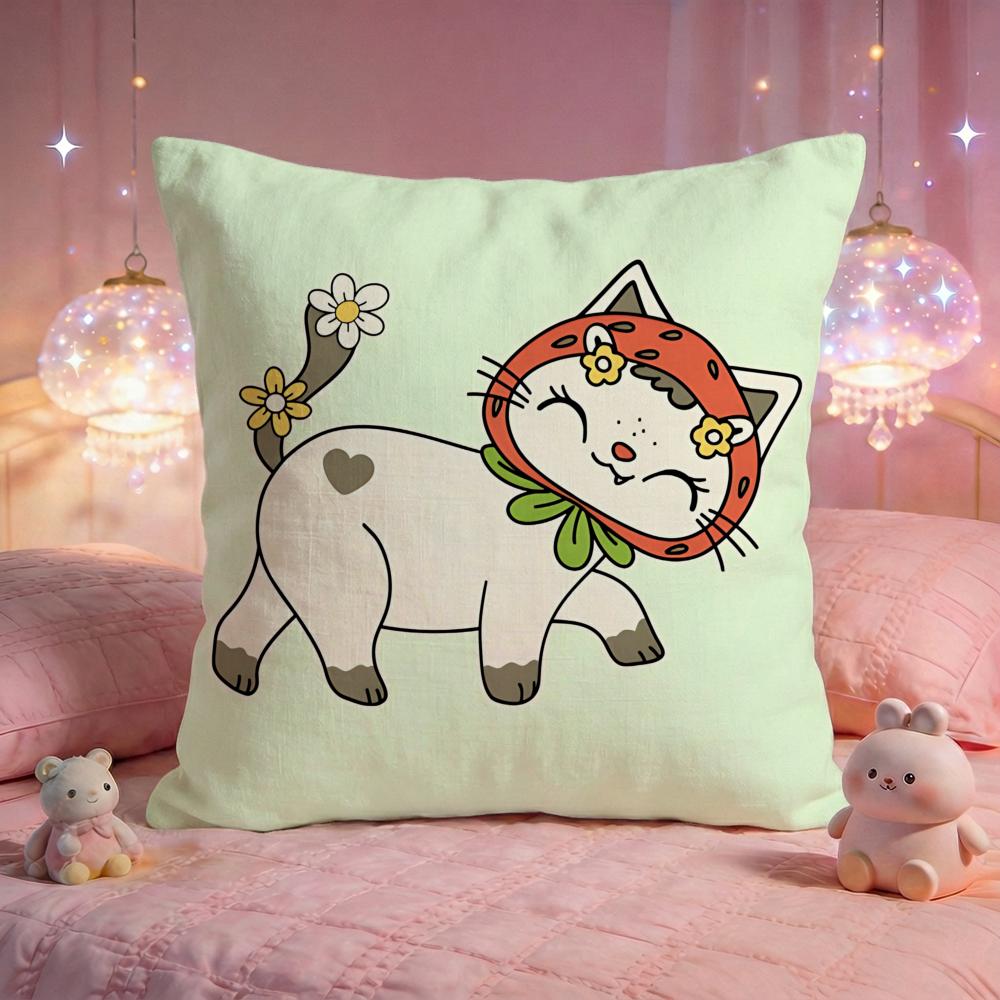 Bandana Style Cat Cushion Cover Premium Comfort Reversible Pillow Cove Two in One Design for Any Room Car Interior