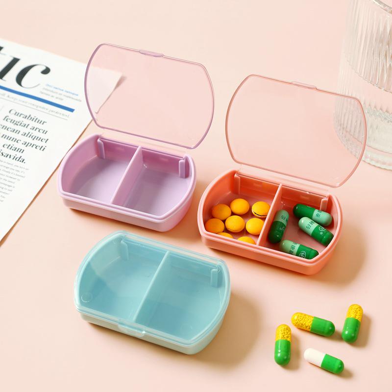 Portable Colorful 2-Compartment Pill Organizer Box