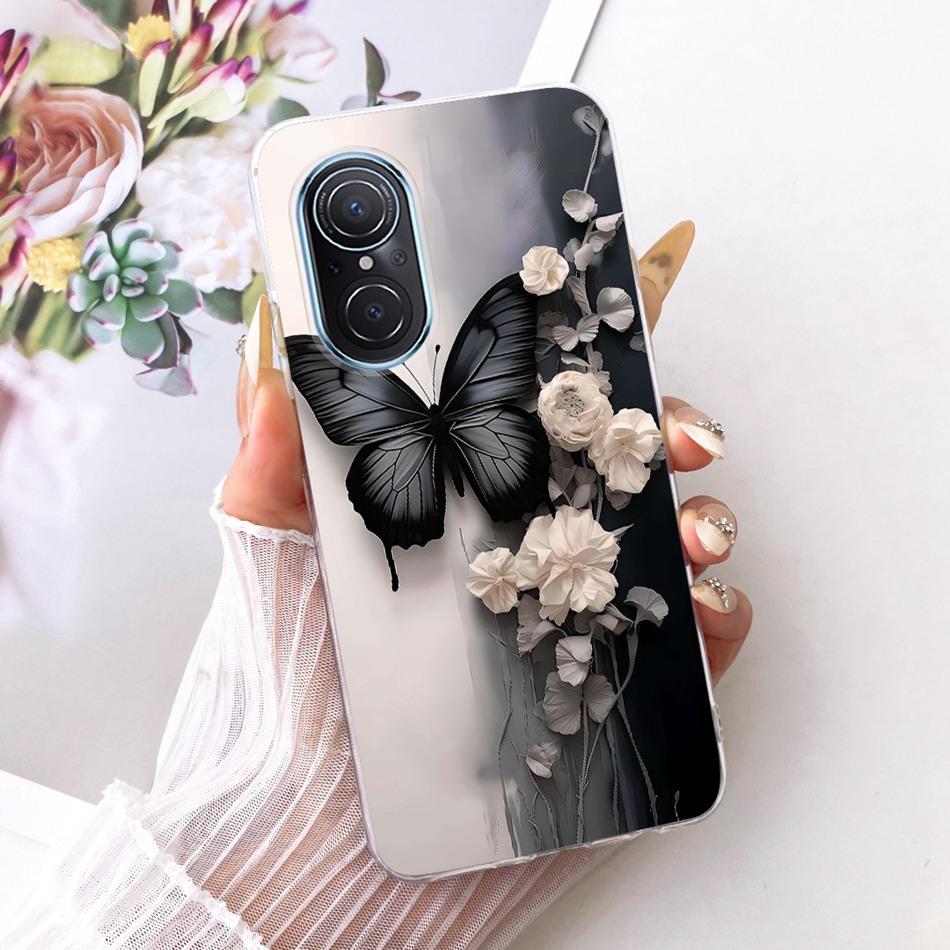 For Huawei Nova 9 SE Nova9 Cute Flower Butterfly Cat Painted Case For Huawei Nova 9 9SE Soft Silicone TPU Phone Cases