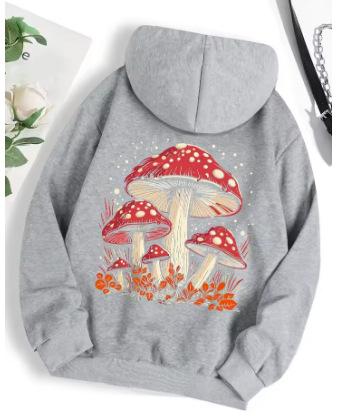 Fashion Women's T-Shirt Red Mushroom Personality Graphical Hoodie For Loose Sweatshirts Casual Sweatshirts Fashion Hooded