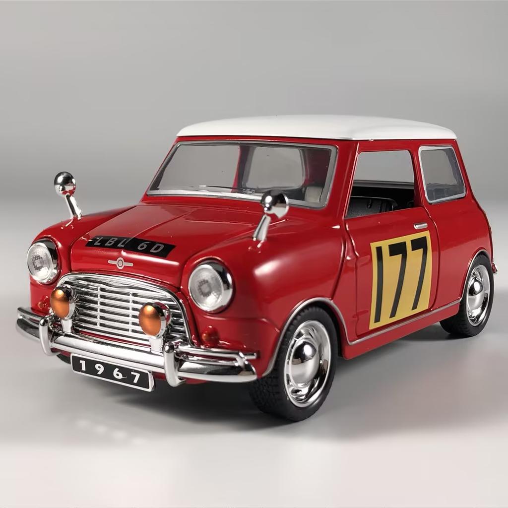 1:32 BMW Morris Mini Cooper 1967 Classic Racing Alloy Metal Diecast Model Car Desktop Display Collectible Ornament Holiday Gifts