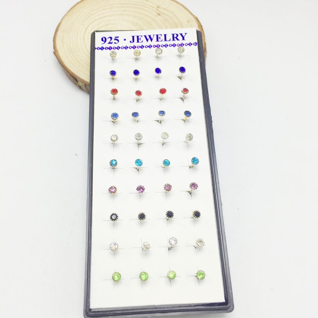 Plated Needle Silver Mini Stud Earrings Unisex Jewelry Fashion Gifts Simple