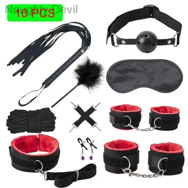 Sex Toy Kit Bondage Restraints Set Adult Toys Sex Toys Anal Plug Handcuffs Whip Gag Kits Sex Toys for Couples