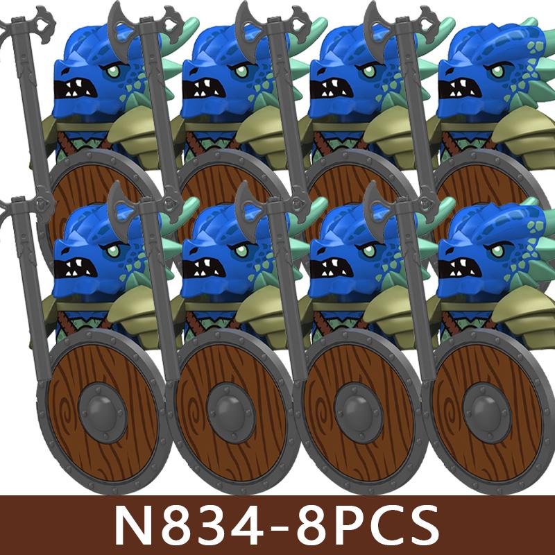 Medieval Castle Soldier Figures Building Blocks Knight Orc Warrior Dragon Wolf Animals Battle Flags Accessories Bricks Toys Boys