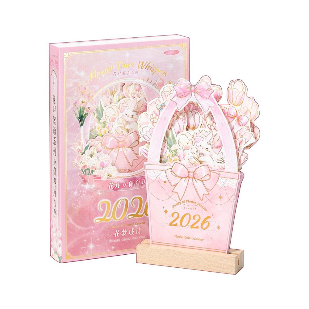 2026 Bloomy Flowers Calendar Desk Calendar Tabletop Calendar Standing Monthly Calendar Year For Home School Desktop Decorations