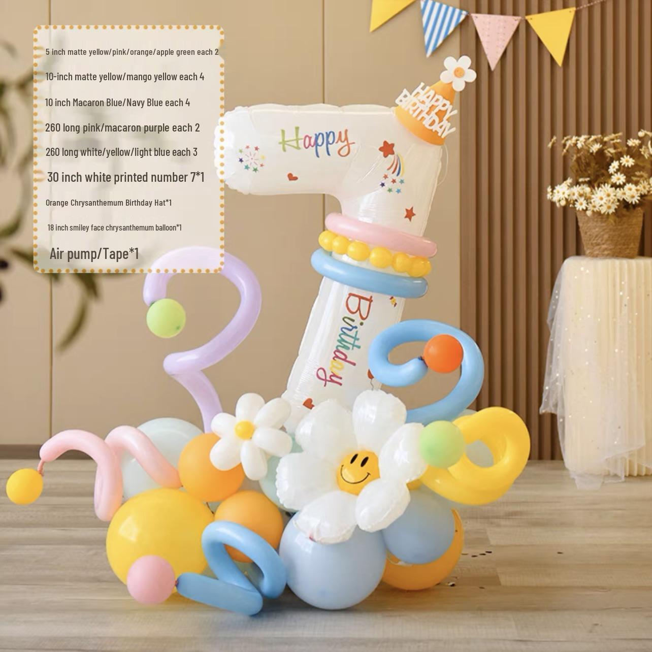 

Белая колонна из шаров с цифрами в стиле Xiaohongshu - Украшение для детской вечеринки