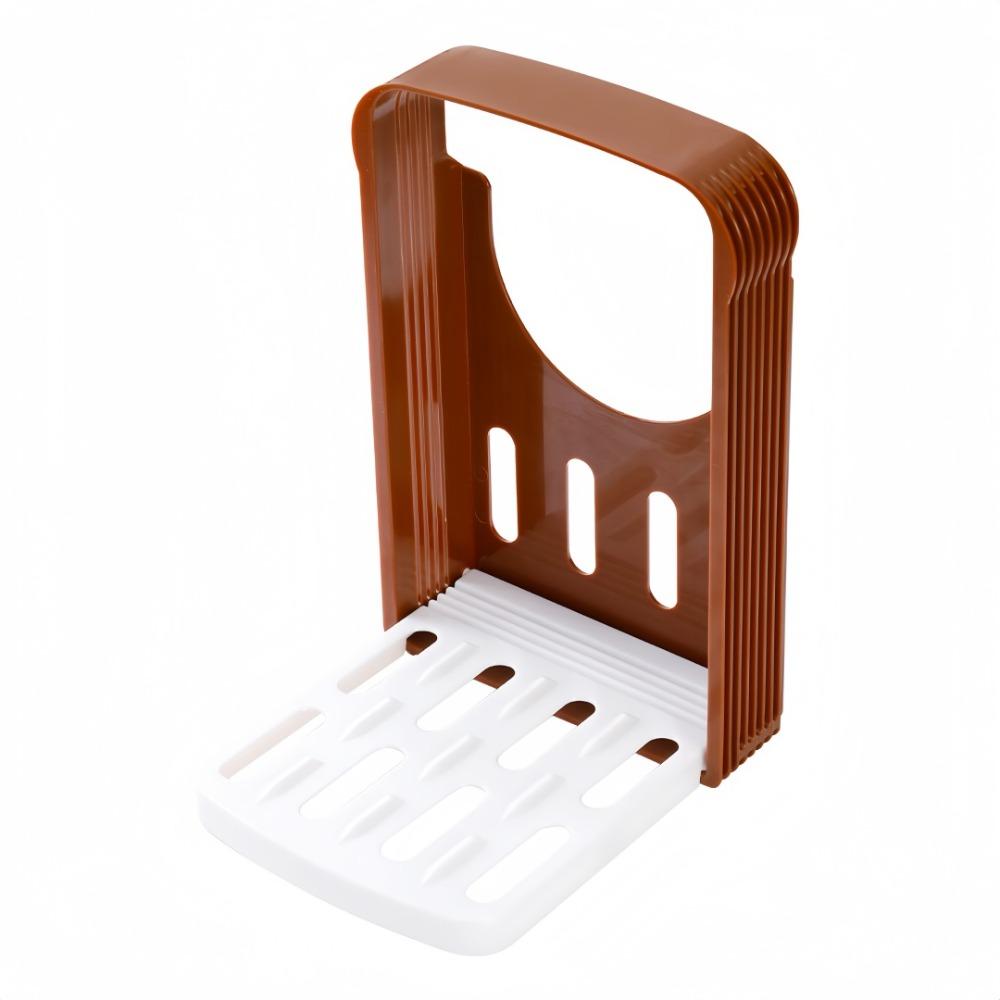 Homemade Bread Slicer Coffee Colored Plastic Foldable Bread Knife Holder Rack for Toast Cake Sandwich Slicer Cutting Baking Tool